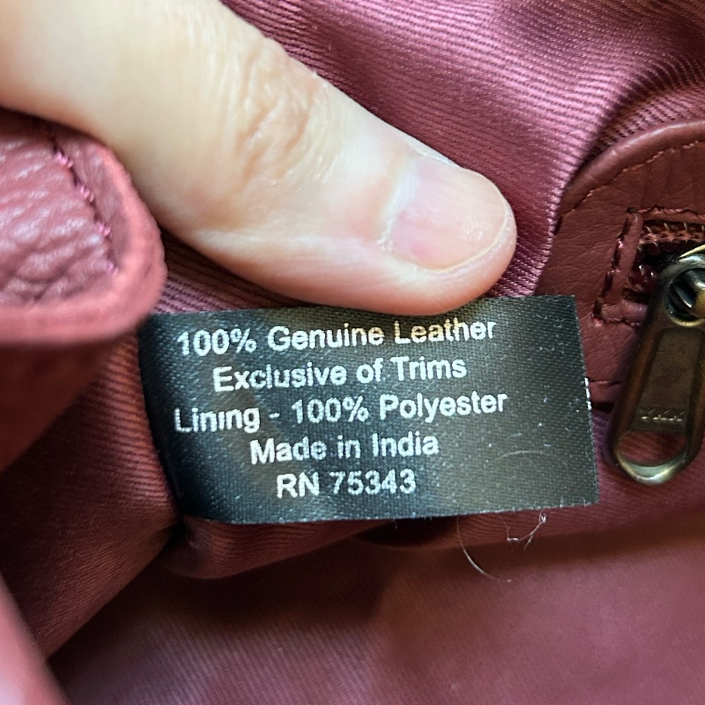 Handmade In India Genuine Leather Crossbody Satchel Bag Maroon OS - Picture 13 of 13